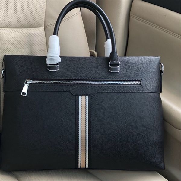 

design men's square black leather briefcase lapbag business handbag
