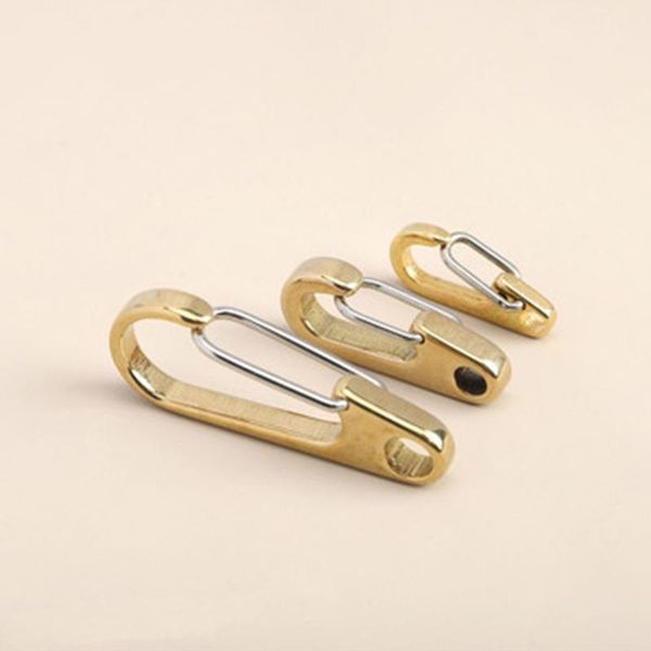 

keychains d ring shape pure brass carabiners clips keychain hook spring snap loop indoor outdoor tools for backpack camping hiking, Silver