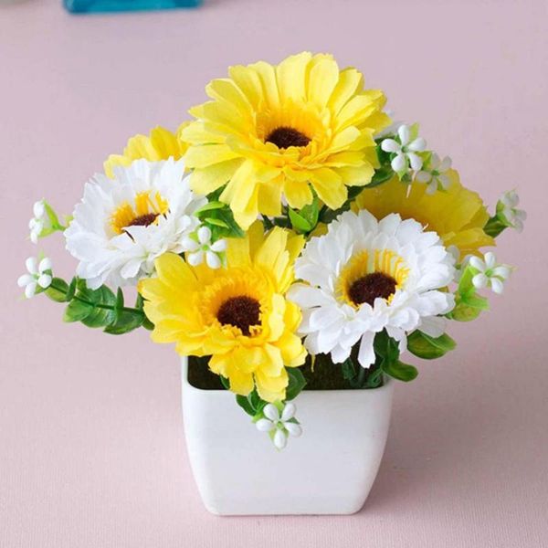 

artificial chrysanthemum flower gypsophila wood pot bonsai garden home decoration dried flowers decorative & wreaths