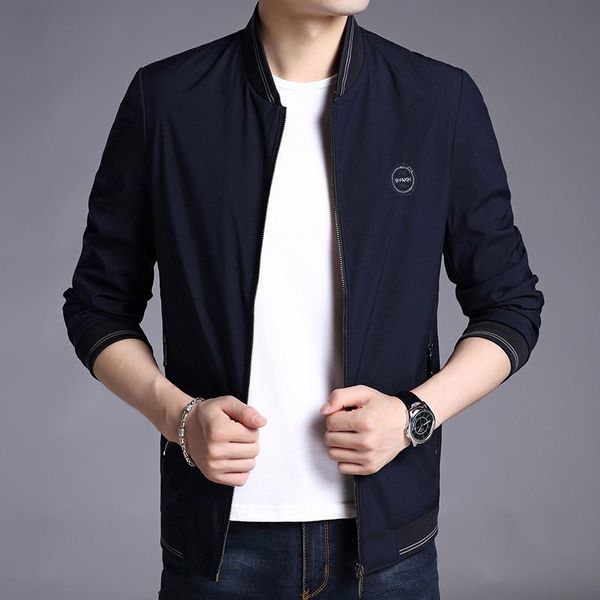 

men's jackets brand casual fashion slim fit designer jacket men zipper windbreaker autumn baseball collar coats clothes, Black;brown