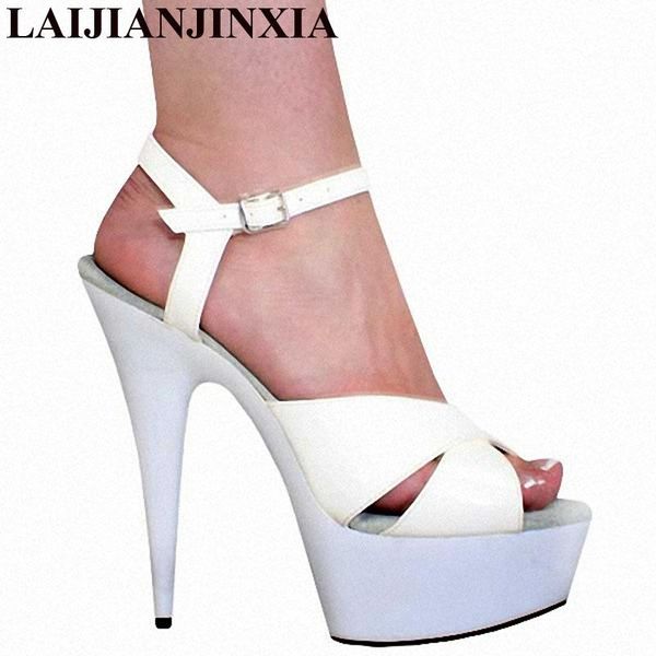 

15cm high-heeled shoes fashion clubbing performance sandals 6 inch heels crystal womans platform model, Black