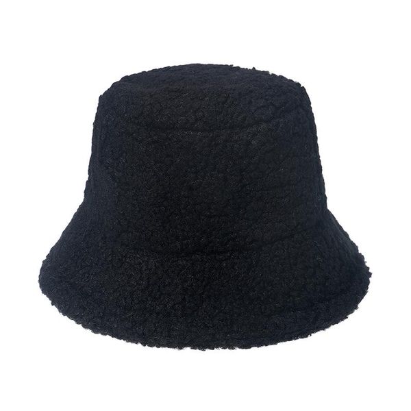 

stingy brim hats thickened women man bucket hat outdoor warm lamb hair fisherman panama cap winter autumn, Blue;gray