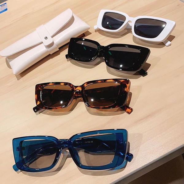 

sunglasses women men's glasses trending square narrow frame fashion vintage brown luxury designer decorative driving eyeglasses, White;black