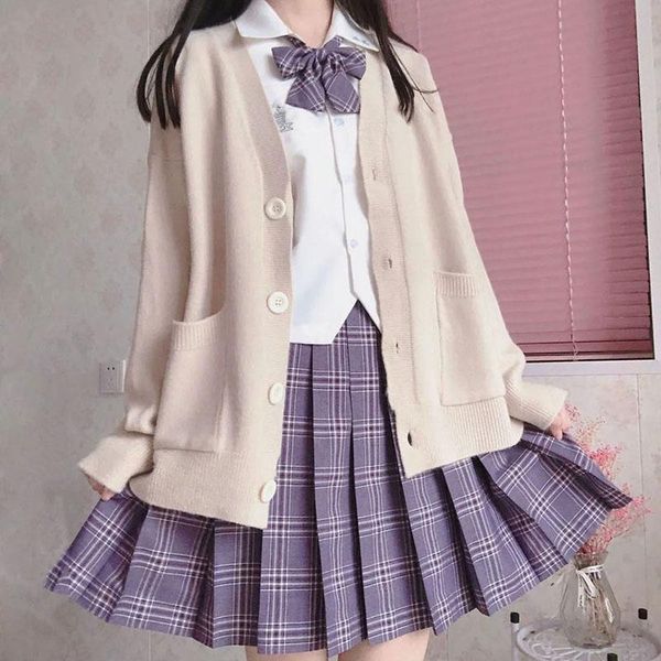 

women's knits & tees college style jk collocation knit sweater cardigan jacket autumn loose female students all-match blouse, White
