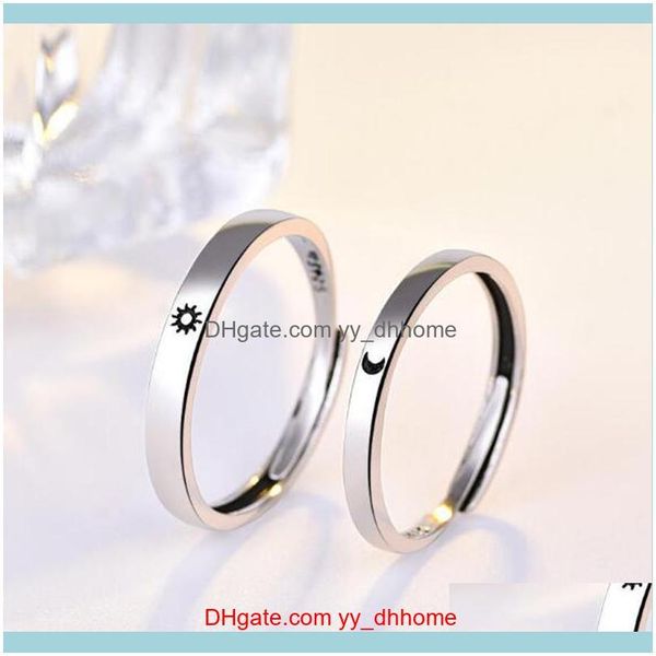 

jewelrysier plated 2pcs sun and moon lover couple rings set promise wedding bands for him her cluster drop delivery 2021 hbryv, Golden;silver