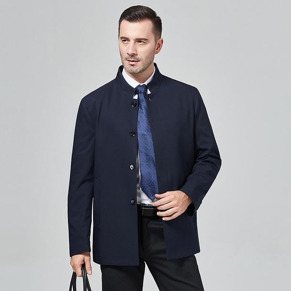 

men's jackets stand collar long mens green coats office trench gentleman windbreaker smart casual winter clothing, Black;brown