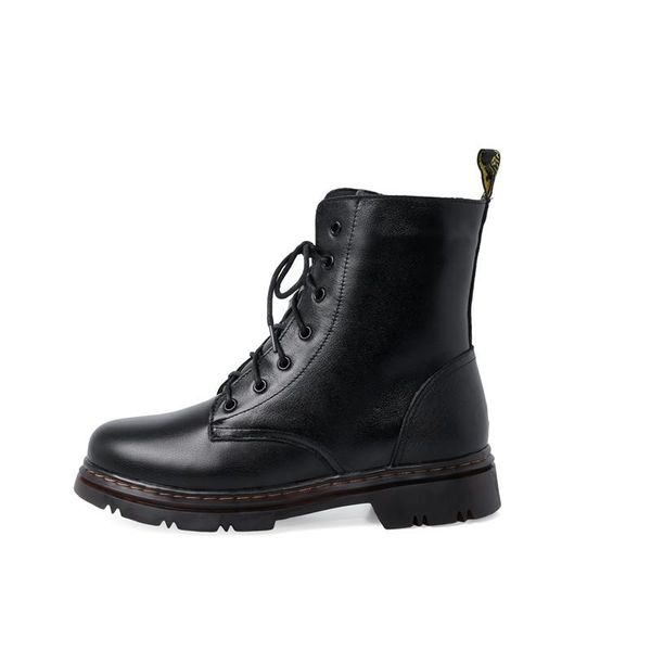 

boots locomotive mid-tube short genuine leather rubber british style retro autumn and winter female, Black