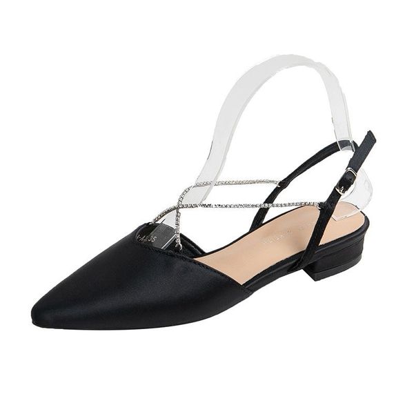 

summer fashion fairy style flat-bottomed sandals with pointed toe, Black