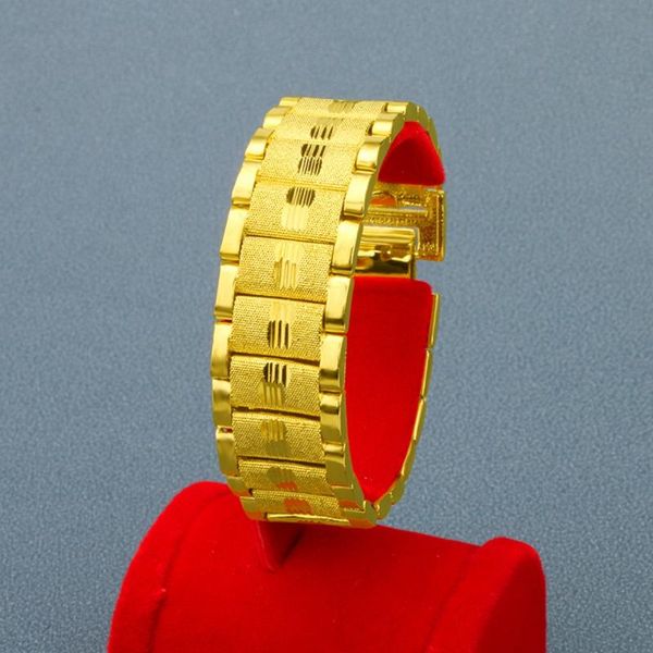 

link, chain 2cm thick bracelet men jewelry yellow gold filled classic hip hop accessories gift, Black