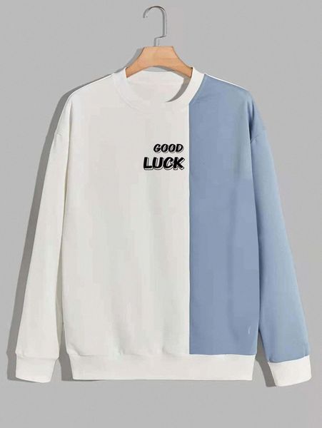 

romwe guys colorblock letter graphic sweatshirt s8q8#, Black