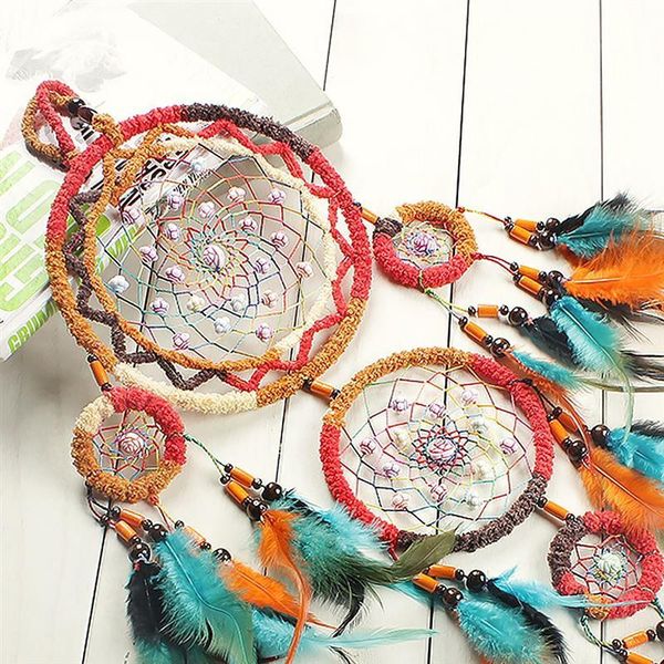 

decorative objects & figurines dream catcher 5 rings feather tassel wall hanging decor handmade birthdaygiftsouvenirdreamcatcherforho