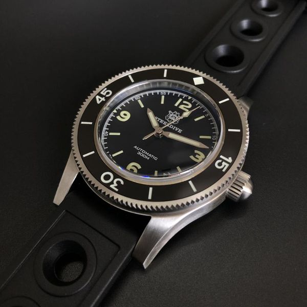 

diver watch stainless steel automatic men mechanical watches 300m waterproof luminous 2021 sport wristwatches, Slivery;brown