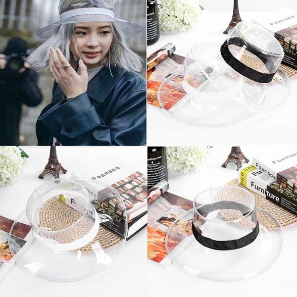 

cloches women men summer flat transparent pvc bucket cap waterproof wide brim hip hop pography foldable breathable fisherman rain hat, Blue;gray
