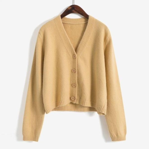 

women's knits & tees sweater cardigan 2021 autumn bejirog gentle v-neck, White
