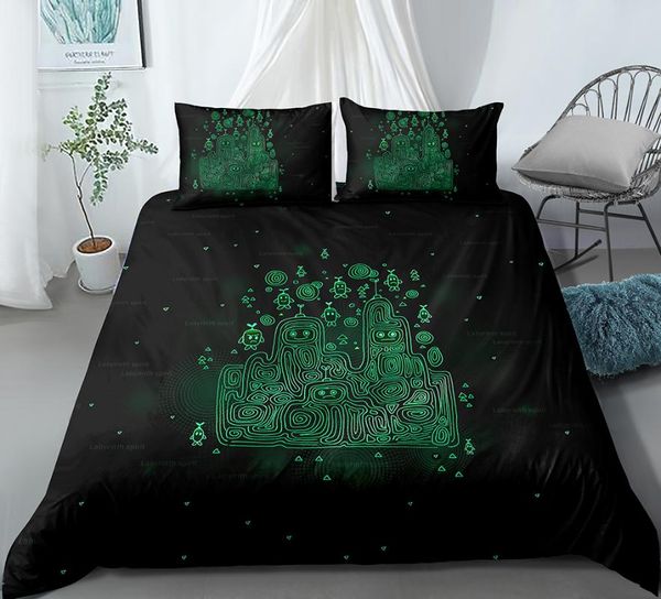 

bedding sets 2/3 pieces green maze set dark home room duvet cover 3d print cartoon single double king size bed quilt