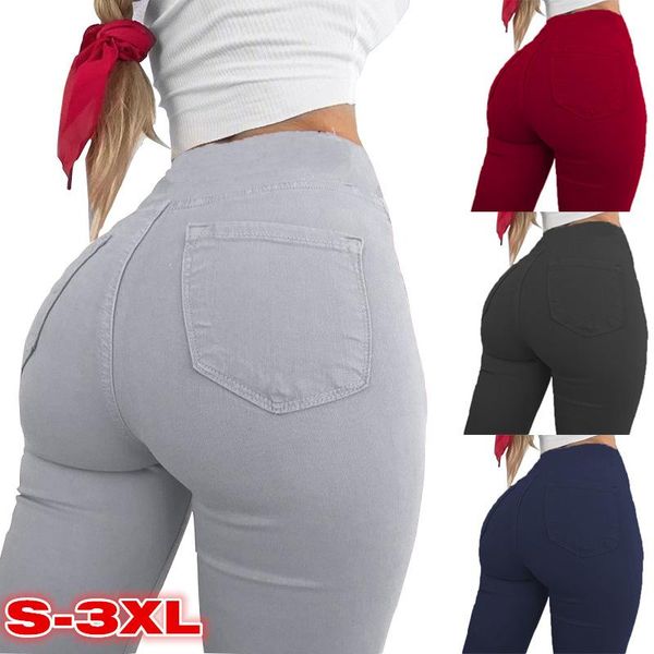 

pocket casual pants women's cross border large and small leg european american high waist pencil & capris, Black;white