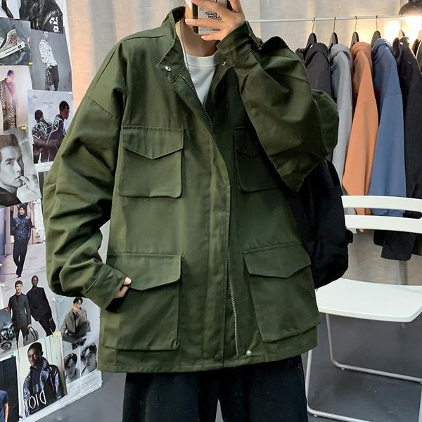 

men's jackets techwear style vintage y2k for men streetwear korean fashion pocket clothes coats clothing 2021 harajuku, Black;brown