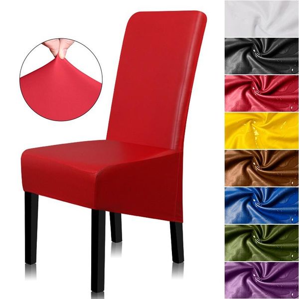 

chair covers waterproof cover pu leather fabric big elastic seat stretch case for home banquet 12/4/6pcs