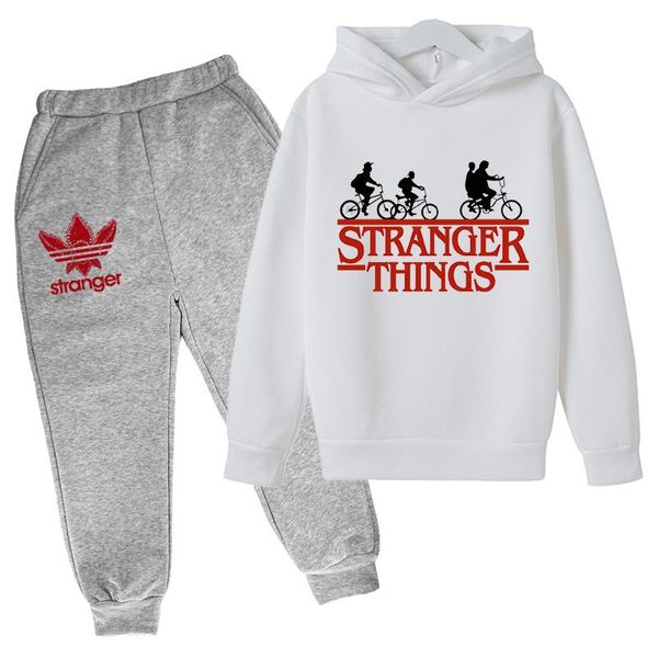 

clothing sets 2021 girls' sweatshirt baby hoodie autumn set 4-14 years old boys' suit 2 pieces, White