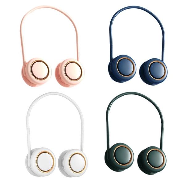 

electric fans bladeless hanging neck fan usb rechargeable 2000mah portable sports headphone design mini air cooler