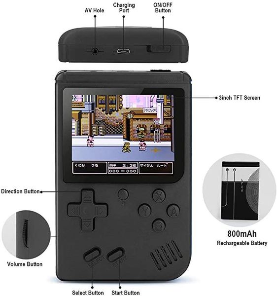 

handheld game console retro mini player 520 classical 3inch screen video tv display two players 800mah portable