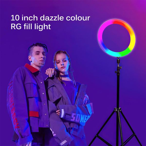 

selfie monopods dimmable led ring fill light po with tripod for makeup video spot 10 inch rgb