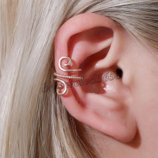 

punk gold metal ear cuff clip for women no pierced u shape screw back geometric small earcuff ear wrap clips accessories jewelry, Silver