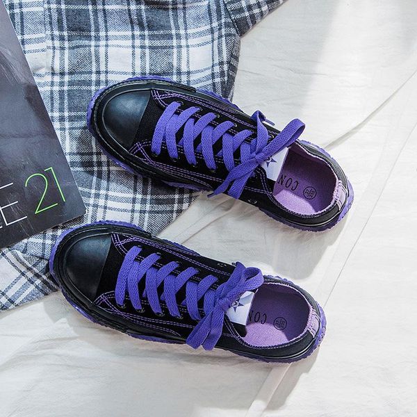 

boots 2021 autumn women's shoes low-cut canvas female students casual all-match flat-bottom hip-hop skateboard, Black