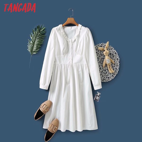 

fashion women solid elegant white ruffles v neck loose long sleeve ladies midi dress me02 210416, Black;gray