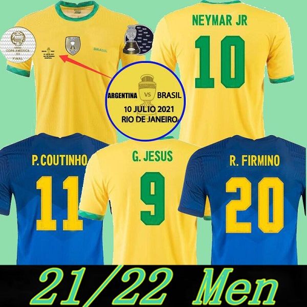 

20 21 brazils richarlison g.jesus soccer jerseys camiseta copa america finals 2021 2022 player version coutinho firmino marquinhos casemiro, Black;yellow