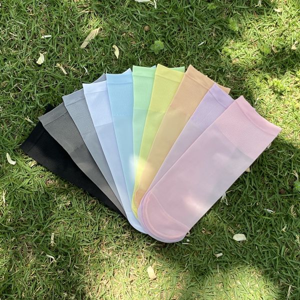 

children' summer thin steel socks candy girls' medium tube color boys' baby stockings, Red;black