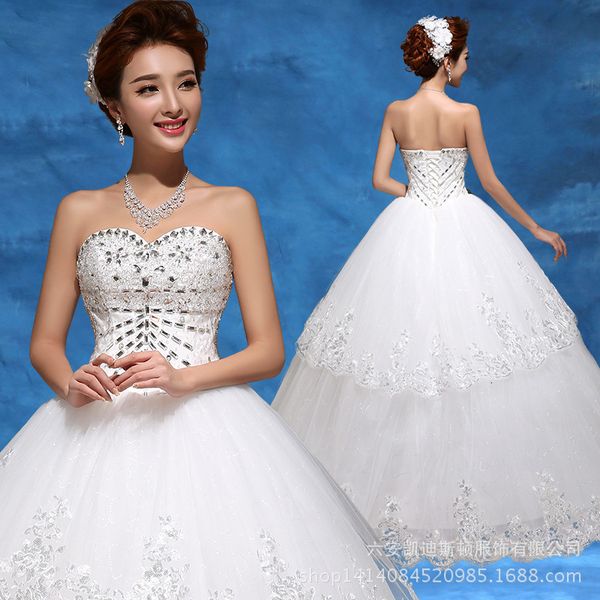 

2021 spring and summer white qidi lace bridal drs strapls long wedding drs