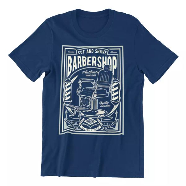 

barbershop cut and shave chair t-shirt vintage gentlemen classic tshirt tee, White;black