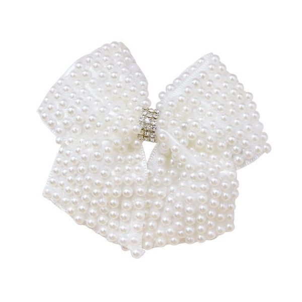 

fashion pearl hair bows with alligator clips boutique accessories bow rhinestone, Slivery;white