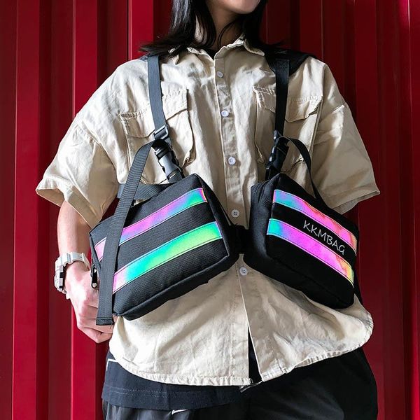 

punk chest bag for women rig bags hip-hop tactical streetwear style waist pack reflective vest side