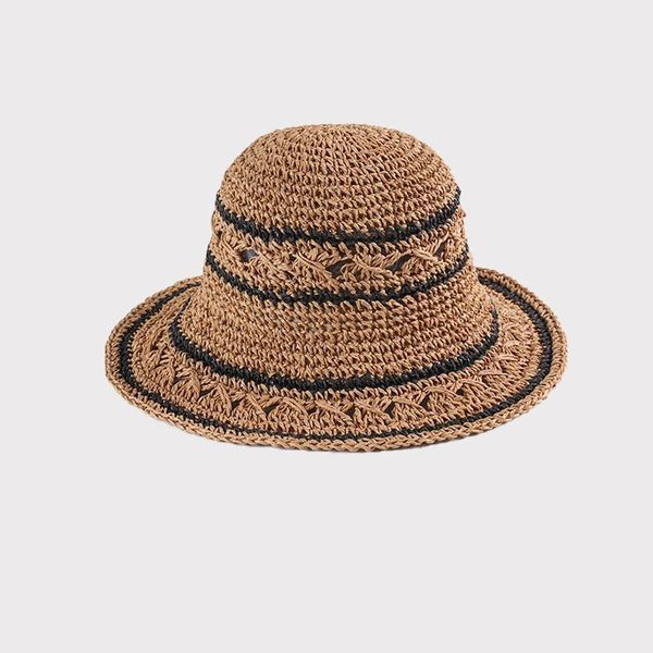

wide brim hats 2021 the style joker fashion handmade straw hat foldable sun outdoor travel for girl and women 09, Blue;gray