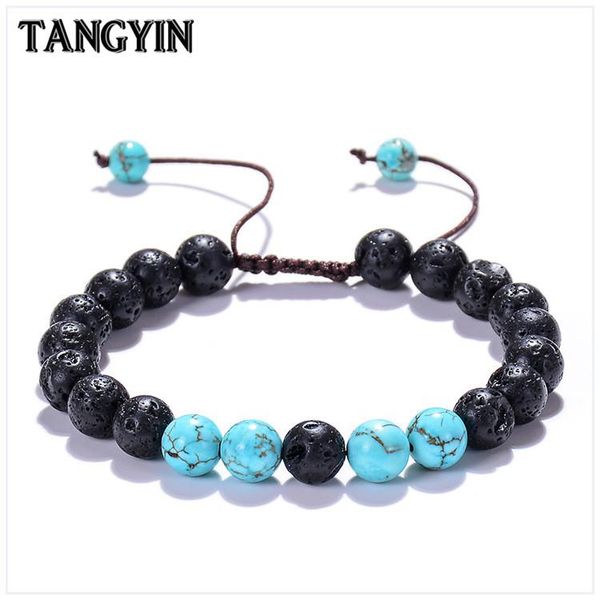 

charm bracelets 8mm volcanic stone wave adjustable energy bracelet men homme femme beads couple for women jewelry christmas gife, Golden;silver