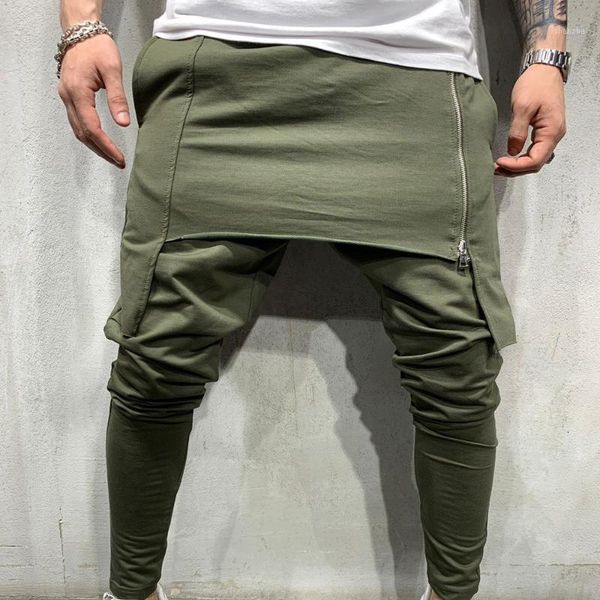 

men's pants fashion men's gothic style casual sportswear athletic outfit hiphop trousers male solid color slim fit joggers for hom, Black