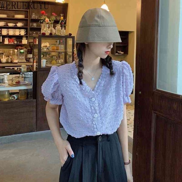 

werueruyu women shirts elegant women v-neck shirt korean fashion cotton blouses shirts office lady shirt women 210608, White