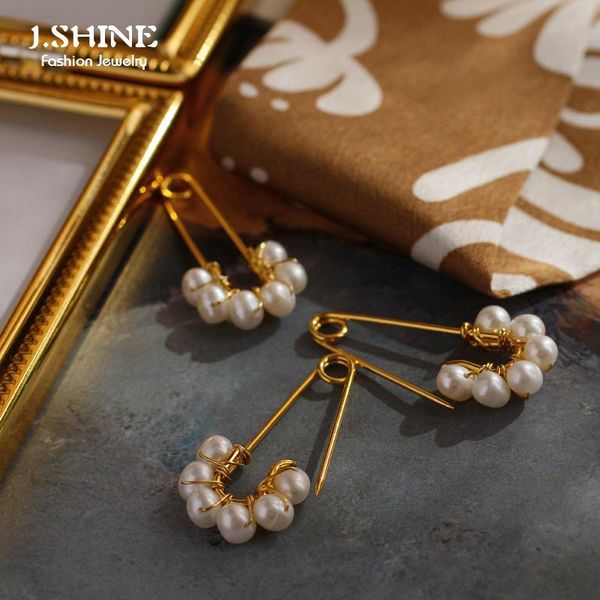 

pins, brooches j.shine chic freshwater pearl handmade for women stackable sweater coat brooch pin waist buckle accessories, Gray