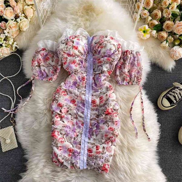 

summer dress female sense bag hip short skirt strapless tube floral small dresses uk433 210506, Black;gray