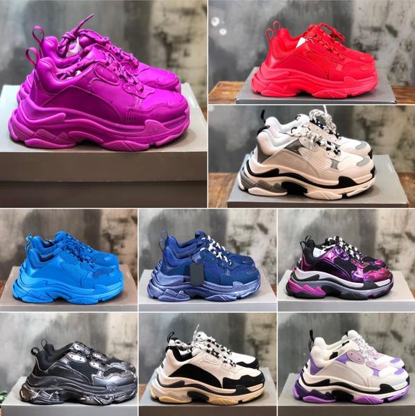 

2022 desigers triple-s shoes men women shoes full print logo red pink beige green yellow rose gold multi color mens platform luxury trainers