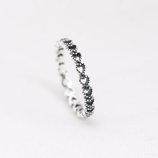 

genuine 925 sterling silver linked heart ring compatible with european women jewelry accessories cluster rings, Golden;silver