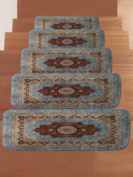 

bath mats 5 pcs/set european rustic room stair mat self adhesive non slip corridor carpet step modern rugs home decoration