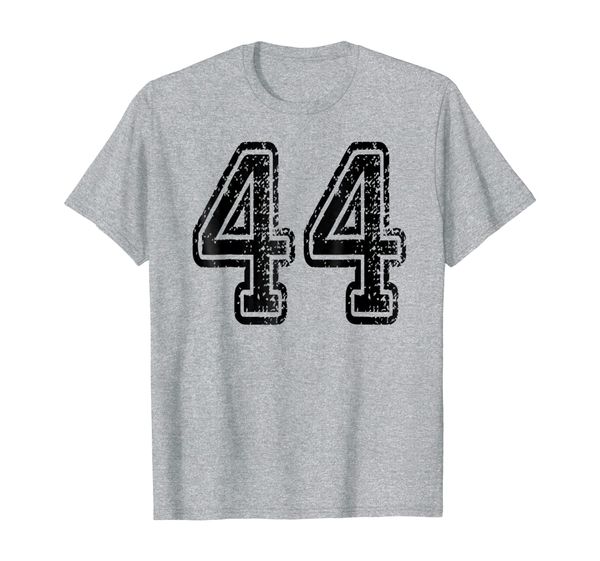 

number 44 t-shirt - grungy sports team tees - both sides, White;black