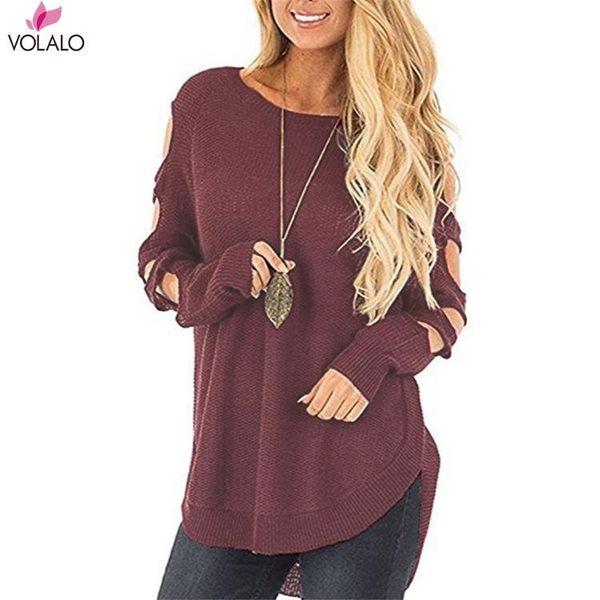 

women's sweaters 2021 autumn spring women shoulder hallow out long sleeve o-neck lovely pullovers knitted loose, White;black