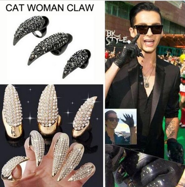 

vintage eagle claw fingernail ring for men rhinestone crystal rings, Silver