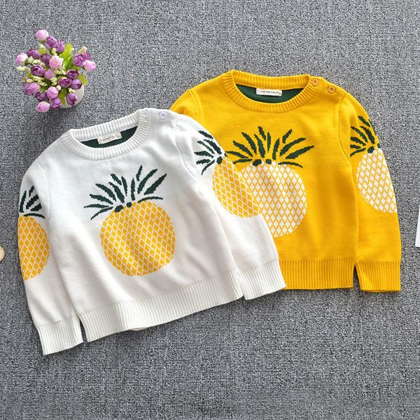 Maglione lavorato a maglia a maniche lunghe per bambina, ragazzo, autunno inverno, abbigliamento per bambini, pullover con motivo ananas per bambini 210429