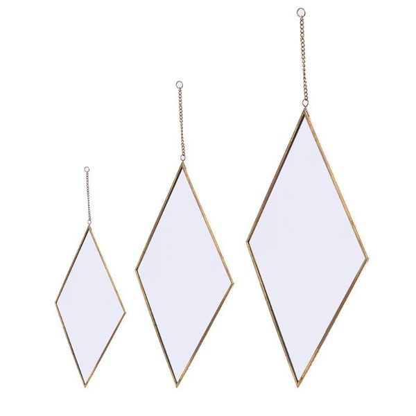 

rhombus wall hanging mirror gold dressing table makeup mirrors bedroom decor q39b