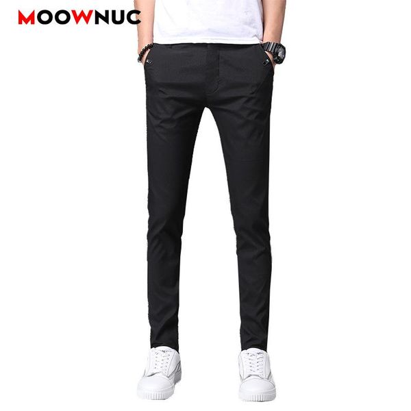 

men's pants fashion autumn trousers brand long solid pencil casual hombre business male slim moownuc, Black